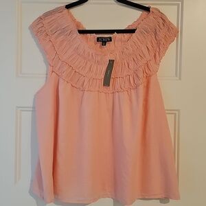 Brand New J. Crew Women's Blush Ruffle Sleeveless Blouse Sz XXL